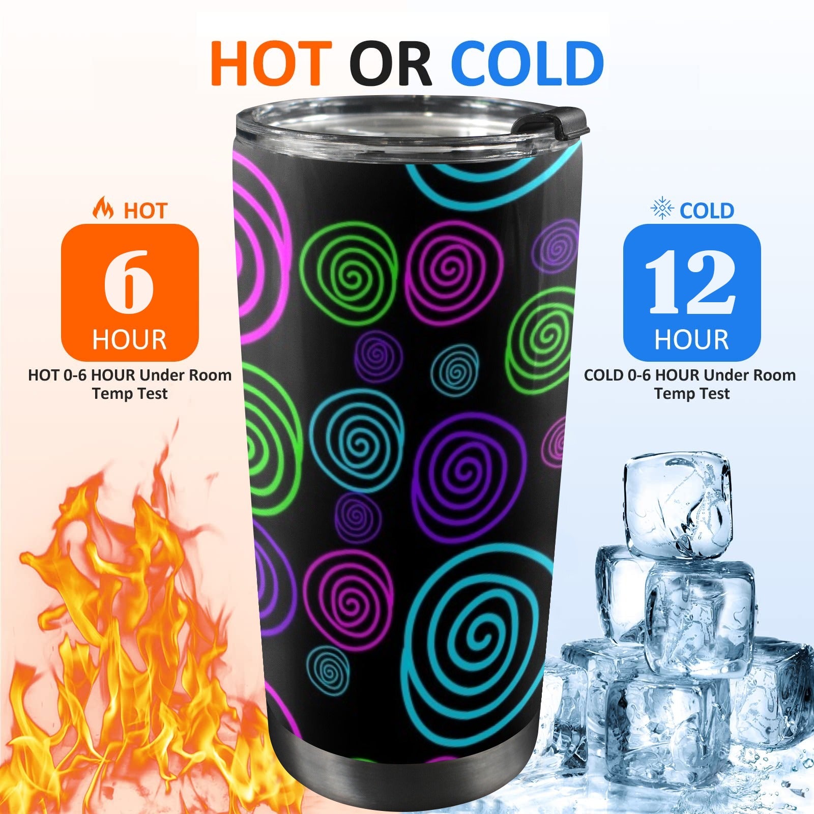 Neon Swirl - 20oz Mobile Tumbler with Lid (Black Lock)