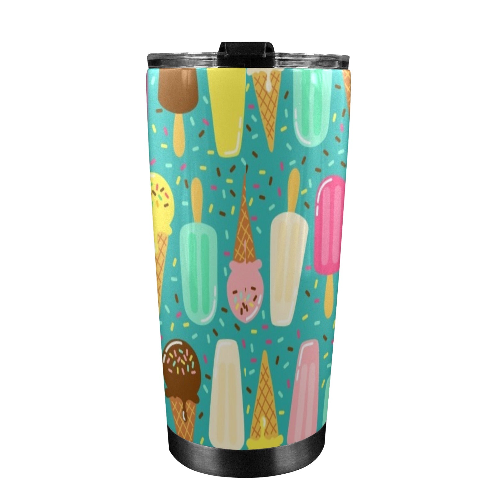 Ice Cream - 20oz Mobile Tumbler with Lid (Black Lock) 20oz Travel Mug Food Printed Offshore