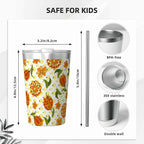 Graphic Floral Small Stainless Steel Travel Mug Cup 12oz/350ml Small Travel Mug Plants Printed Offshore