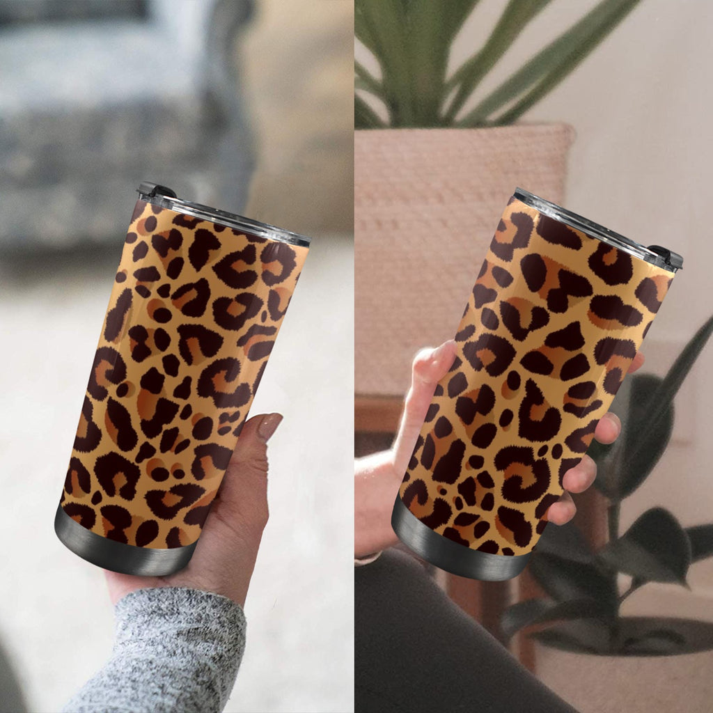 Leopard Print - 20oz Mobile Tumbler with Lid (Black Lock) 20oz Travel Mug animal Printed Offshore
