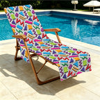 Graphic 80's Beach Chair Towel Cover with Side Pockets