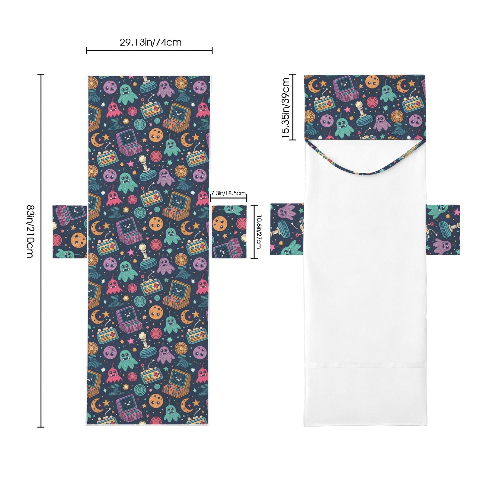 Space Arcade Beach Chair Towel Cover with Side Pockets