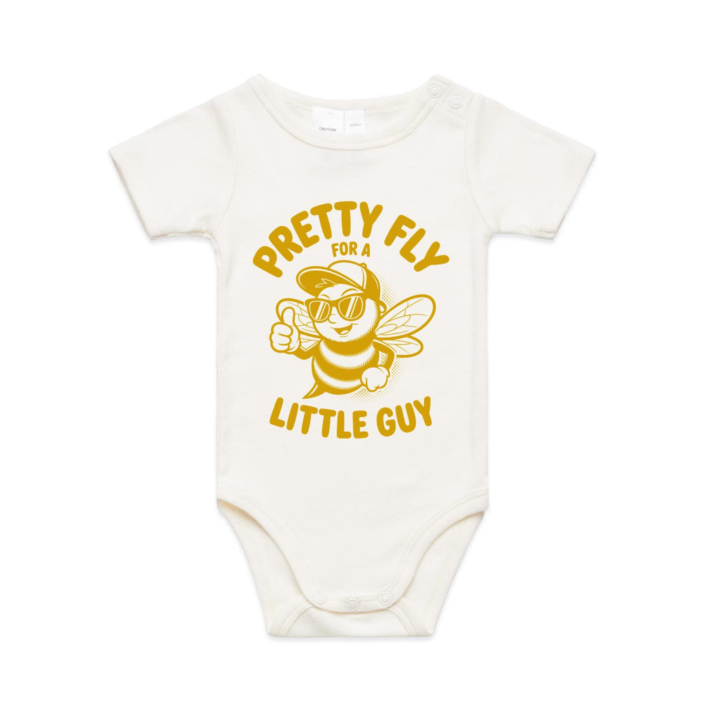 Pretty Fly For A Little Guy, Cool Bee AS Colour Baby Bodysuit Natural Baby Bodysuit animal Printed In Australia