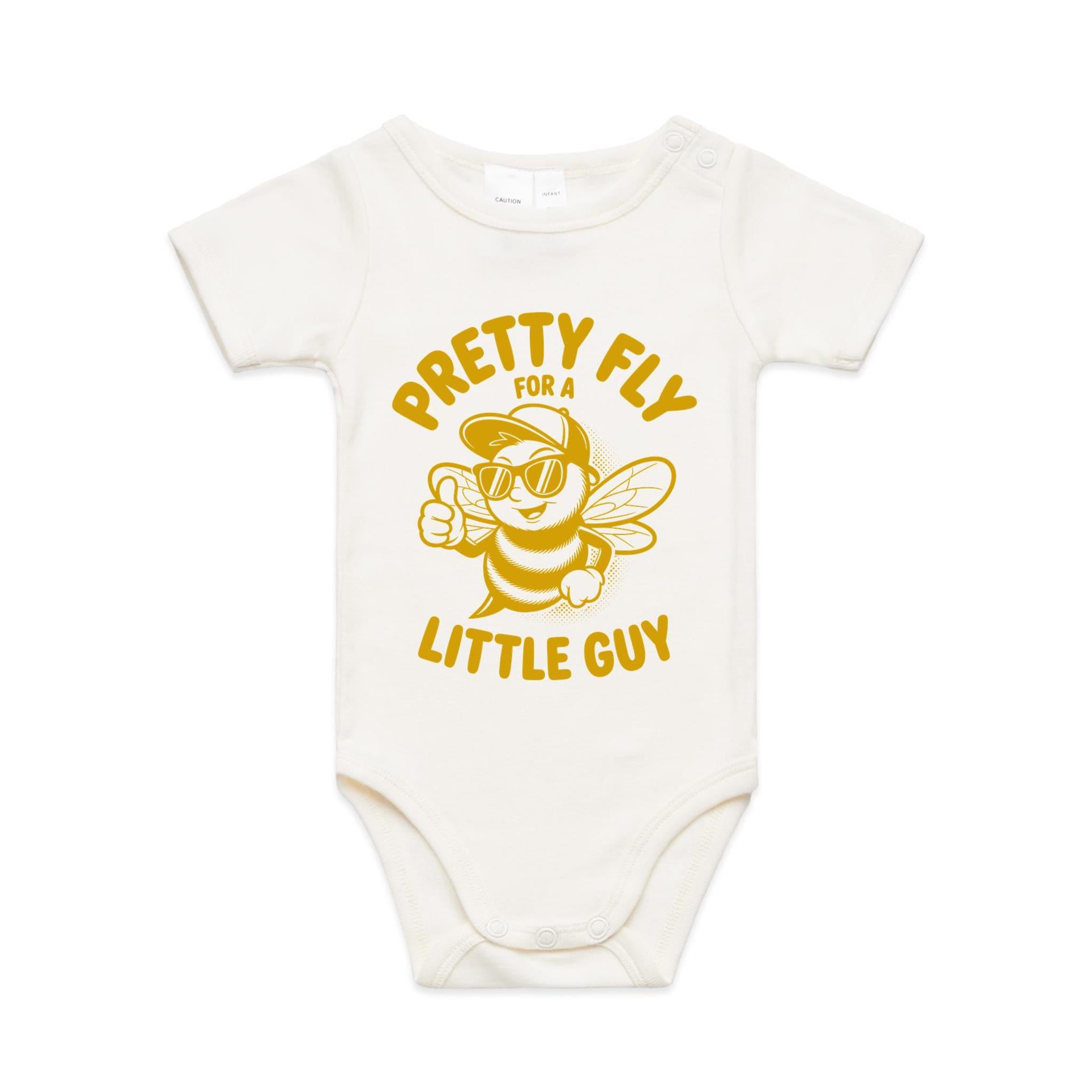 Pretty Fly For A Little Guy, Cool Bee AS Colour Baby Bodysuit Natural Baby Bodysuit animal Printed In Australia