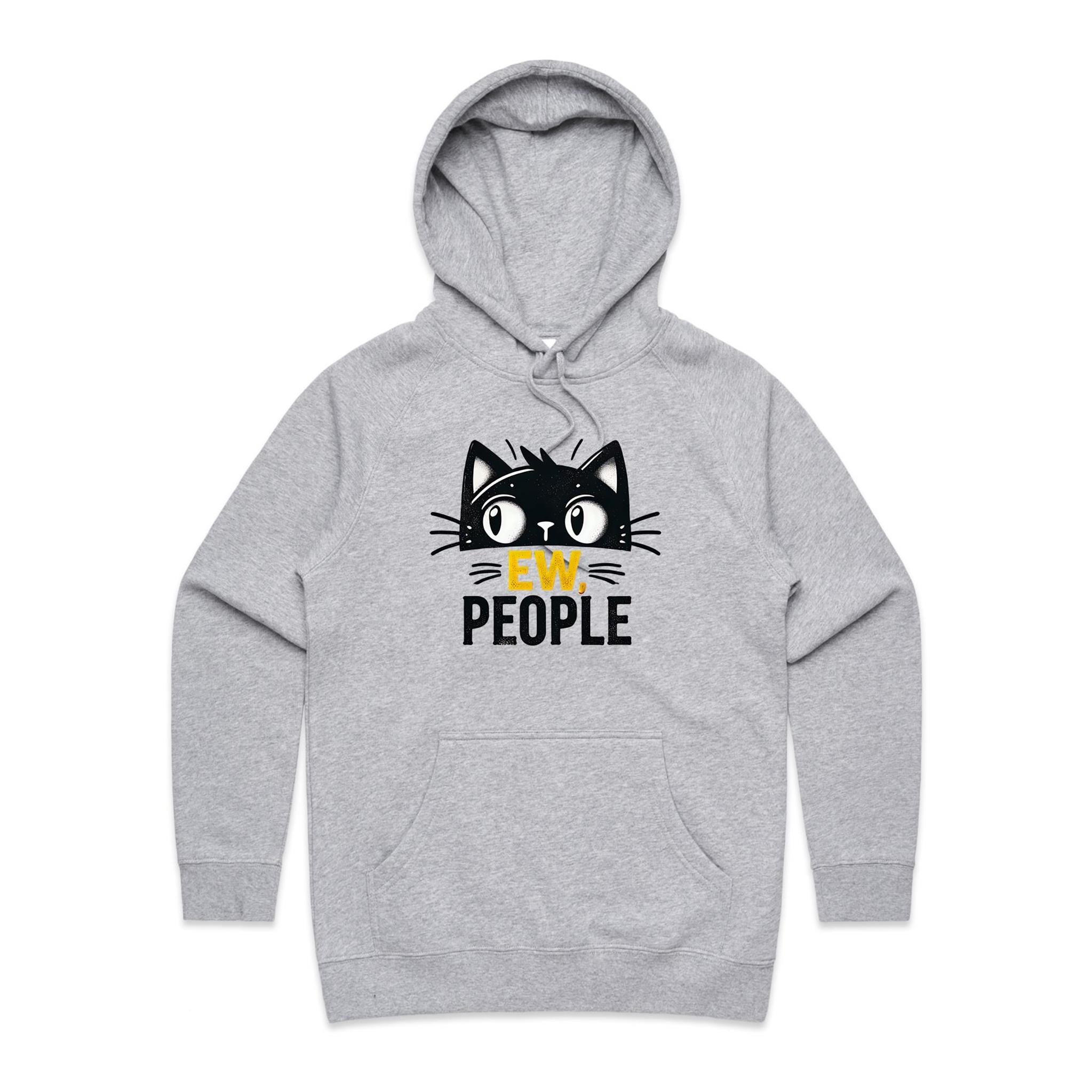 Ew People, Cat - Womens Hoodie Grey Marle Womens Hoodie animal Printed In Australia
