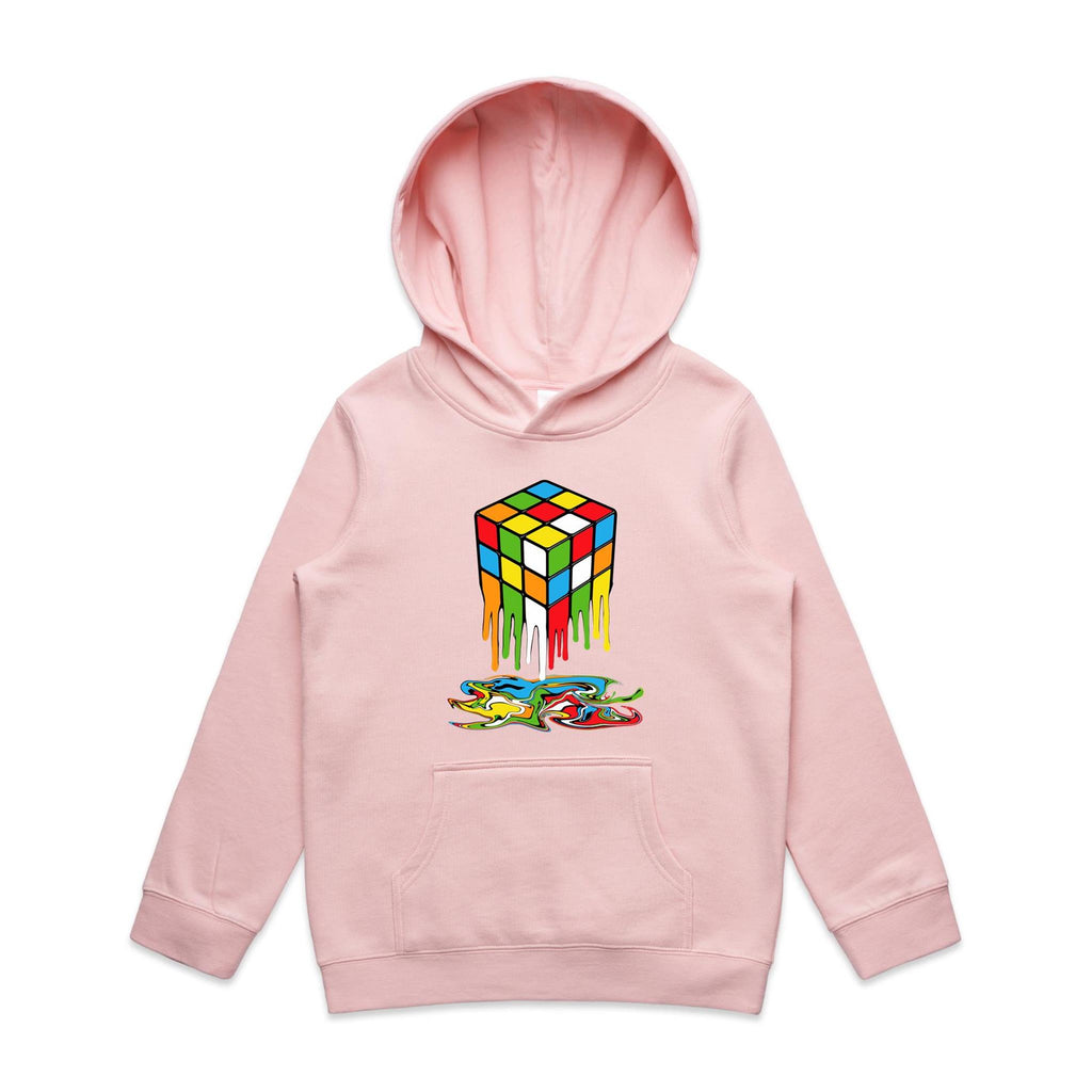 Melting Cube - Kids Hoodie Pink Kids Hoodie Printed In Australia