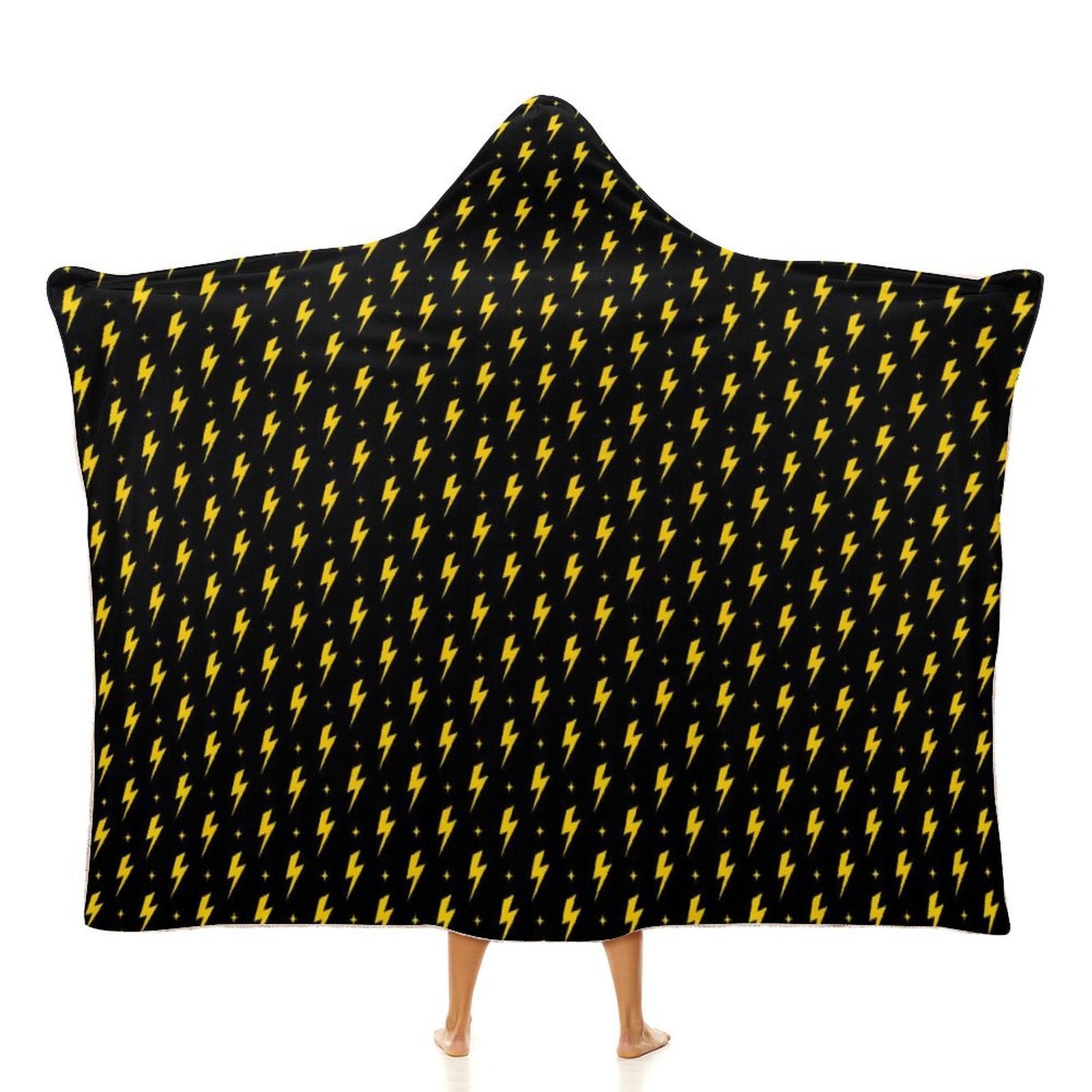Yellow Lightning Kids Hooded Blanket 100cm x 130cm white 40"×50" Kids Hooded Blanket comic Printed Offshore