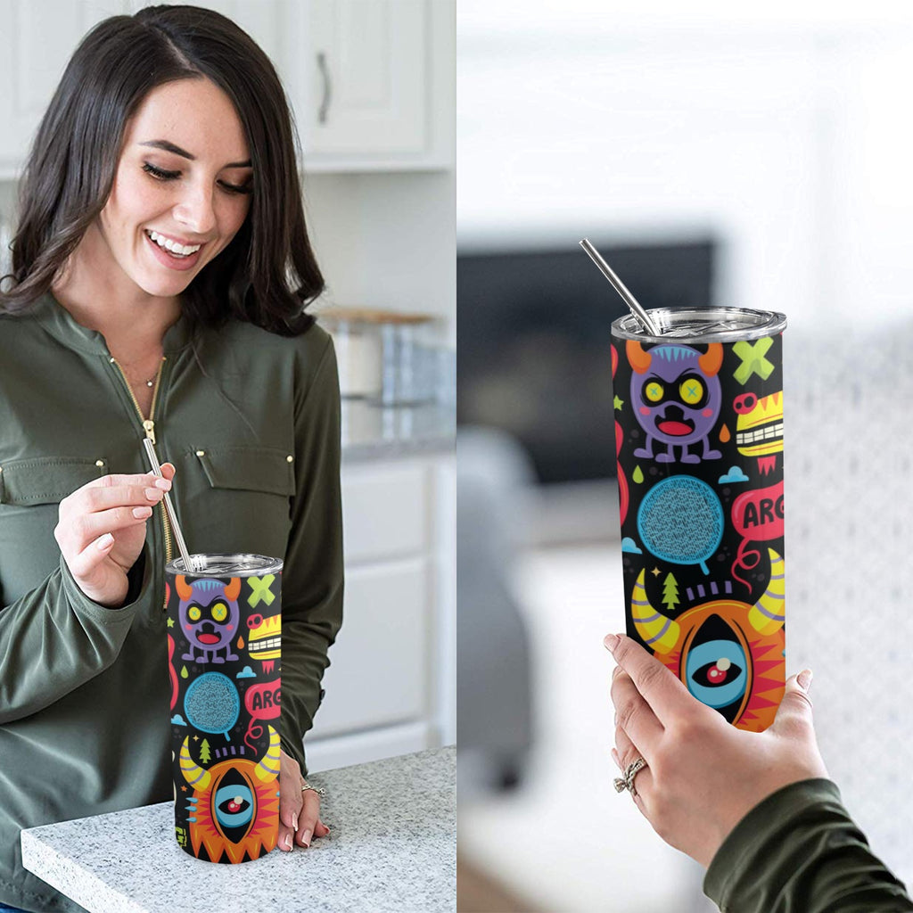 Monster Kids - 20oz Tall Skinny Tumbler with Lid and Straw