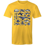 Sea Creatures - Mens T-Shirt Yellow Mens T-shirt animal Printed In Australia