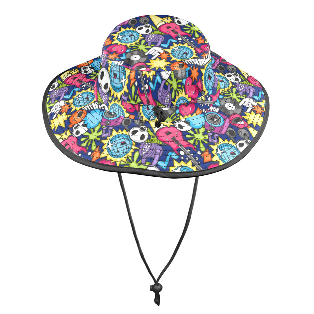 Sticker Music Wide Brim Bucket Hat Wide Brim Bucket Hat Music Printed Offshore
