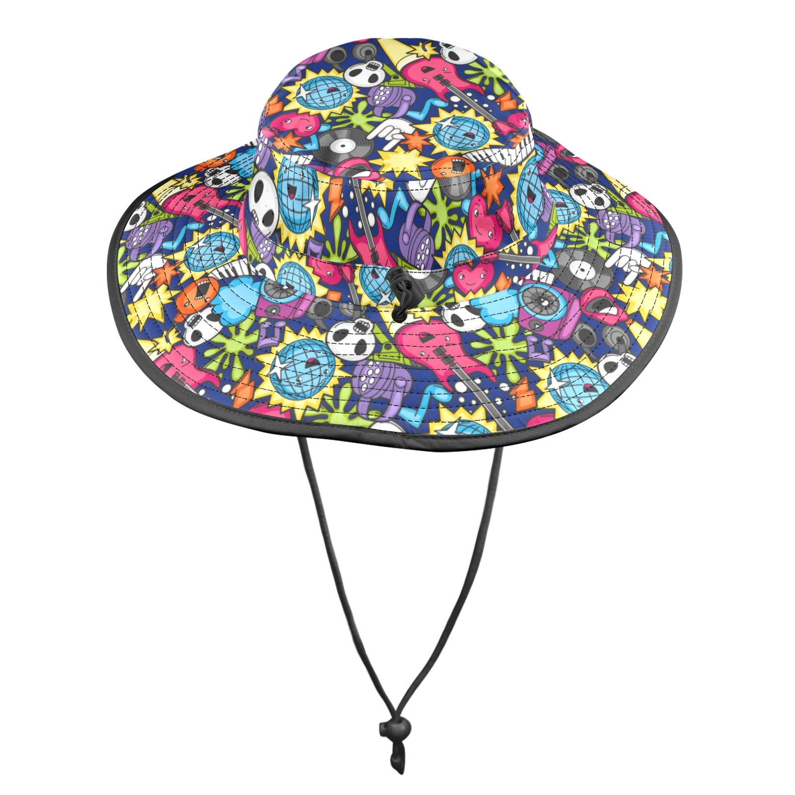 Sticker Music Wide Brim Bucket Hat Wide Brim Bucket Hat Music Printed Offshore