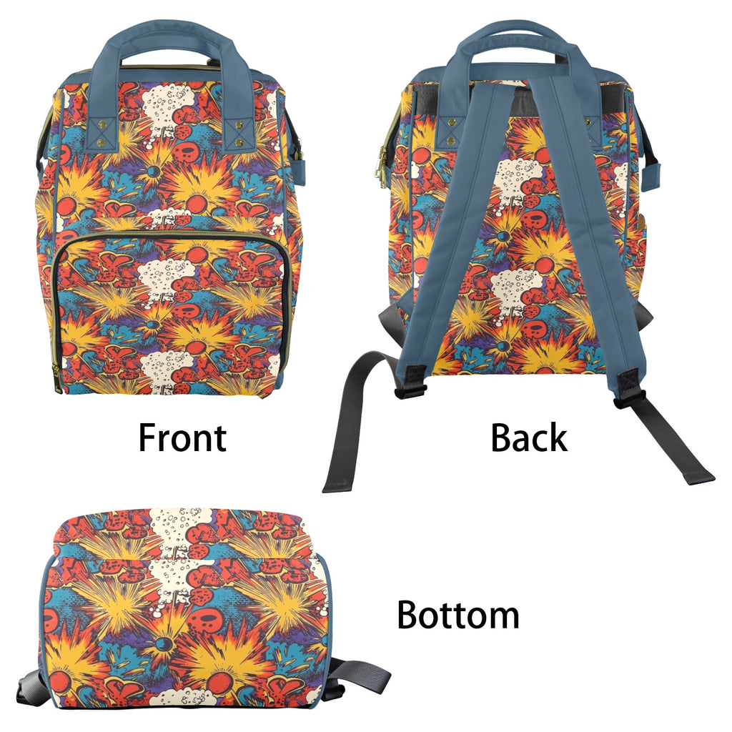 Comic Book Explosions Multi-Function Backpack, Nappy / Diaper Bag Multi-function Backpack, Nappy / Diaper Bag comic Printed Offshore