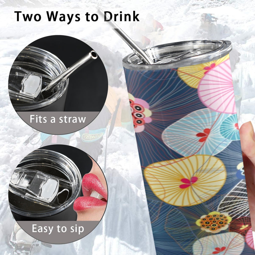 Abstract Floral 20oz Tall Skinny Tumbler with Lid and Straw