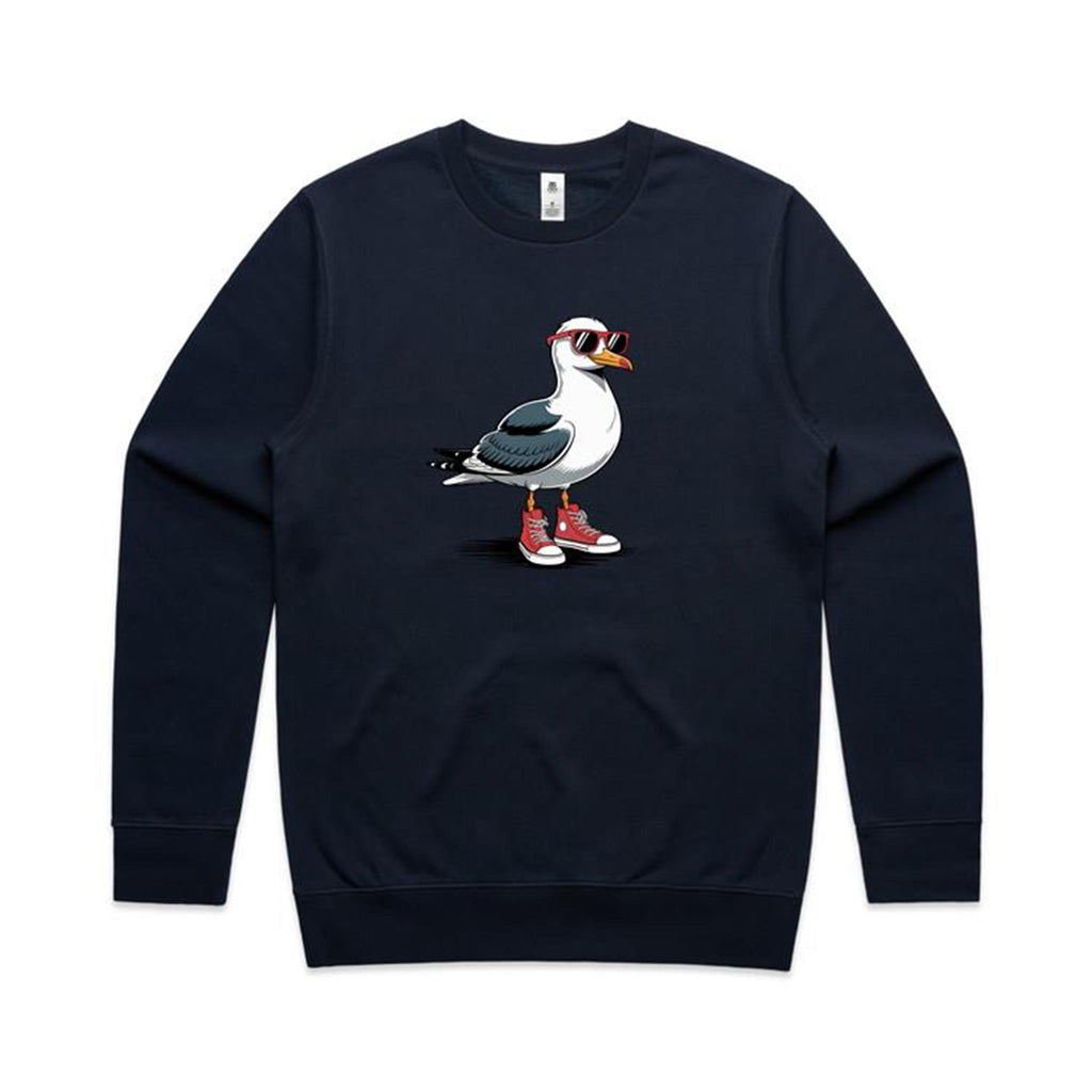 Seagull With Sunglasses And High Tops AS Colour Stencil Crew Sweatshirt