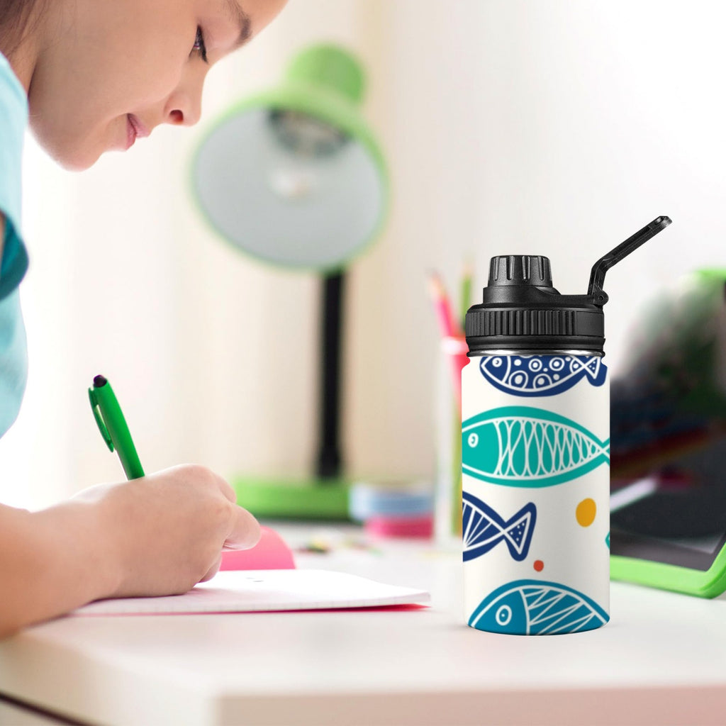 Fish Kids Water Bottle with Chug Lid (12 oz) Kids Water Bottle with Chug Lid Ocean Printed Offshore