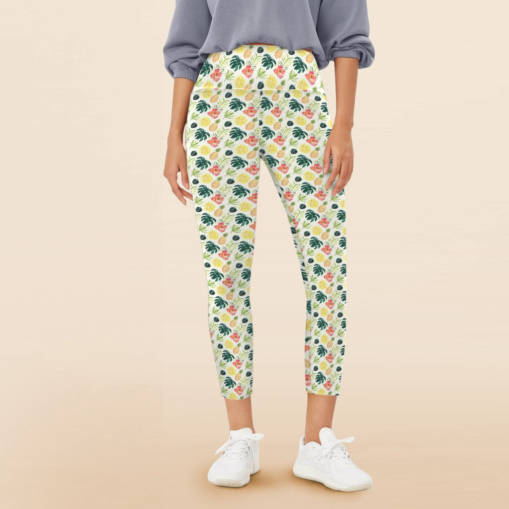 Pineapple Tropical Women's High Waist Pockets Yoga Leggings 5XL Women's High Waist Pockets Yoga Leggings Food Printed Offshore