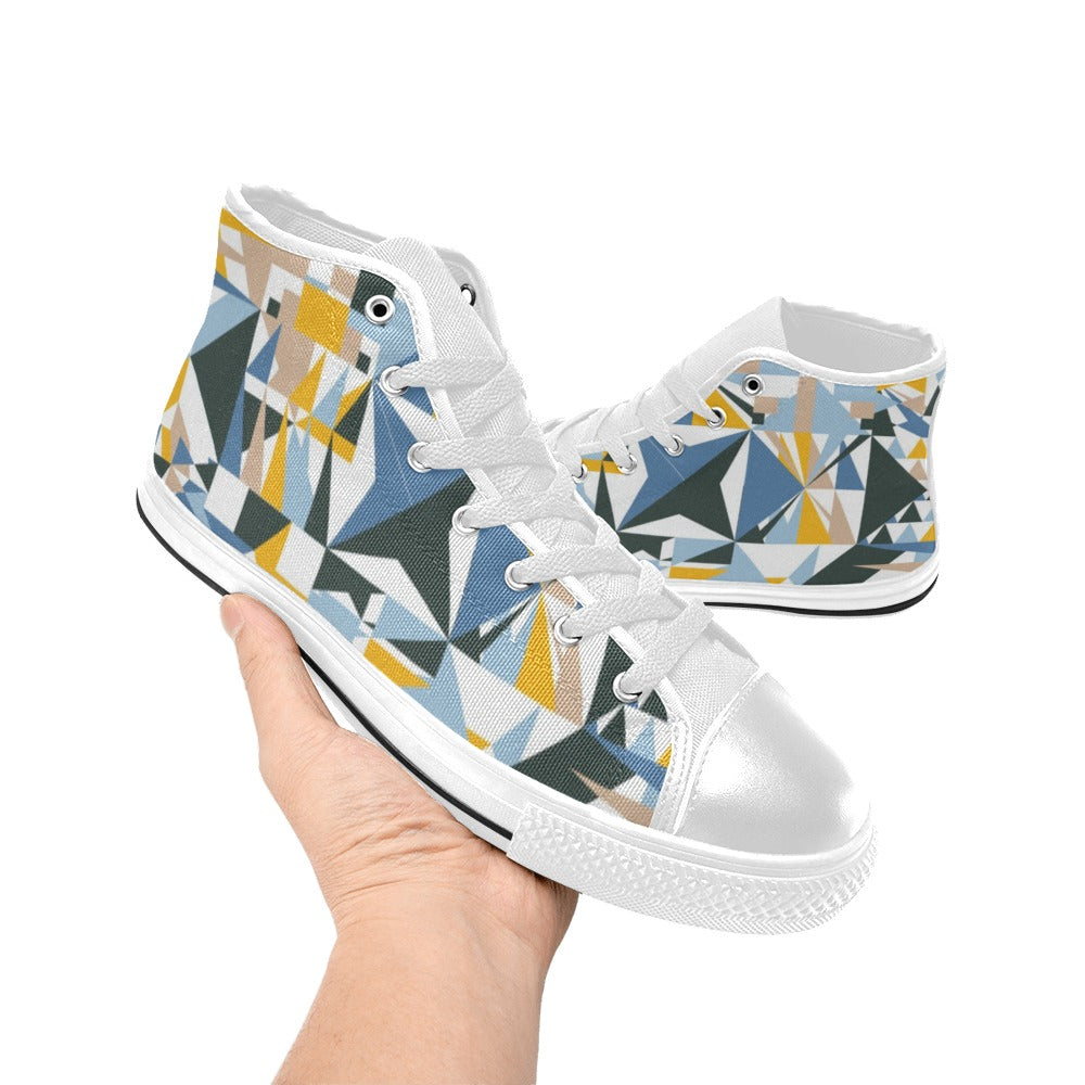 Mosaic - Men's High Top Canvas Shoes