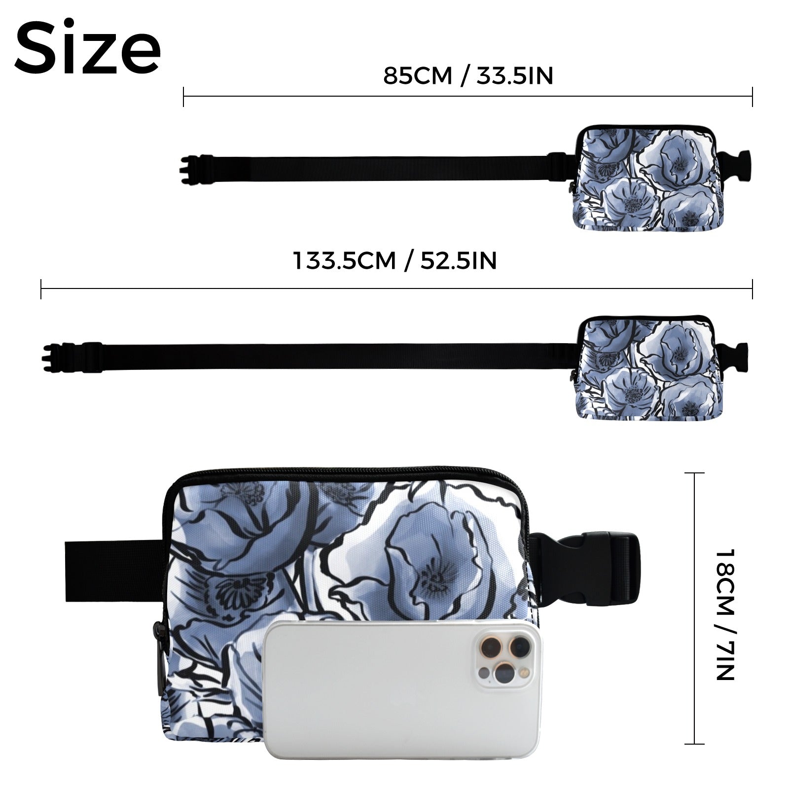 Blue And White Floral - Belt Bag