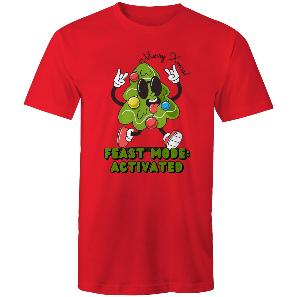 Christmas Feast Mode Activated - Mens T-Shirt Red Mens Christmas T-shirt Christmas Printed In Australia