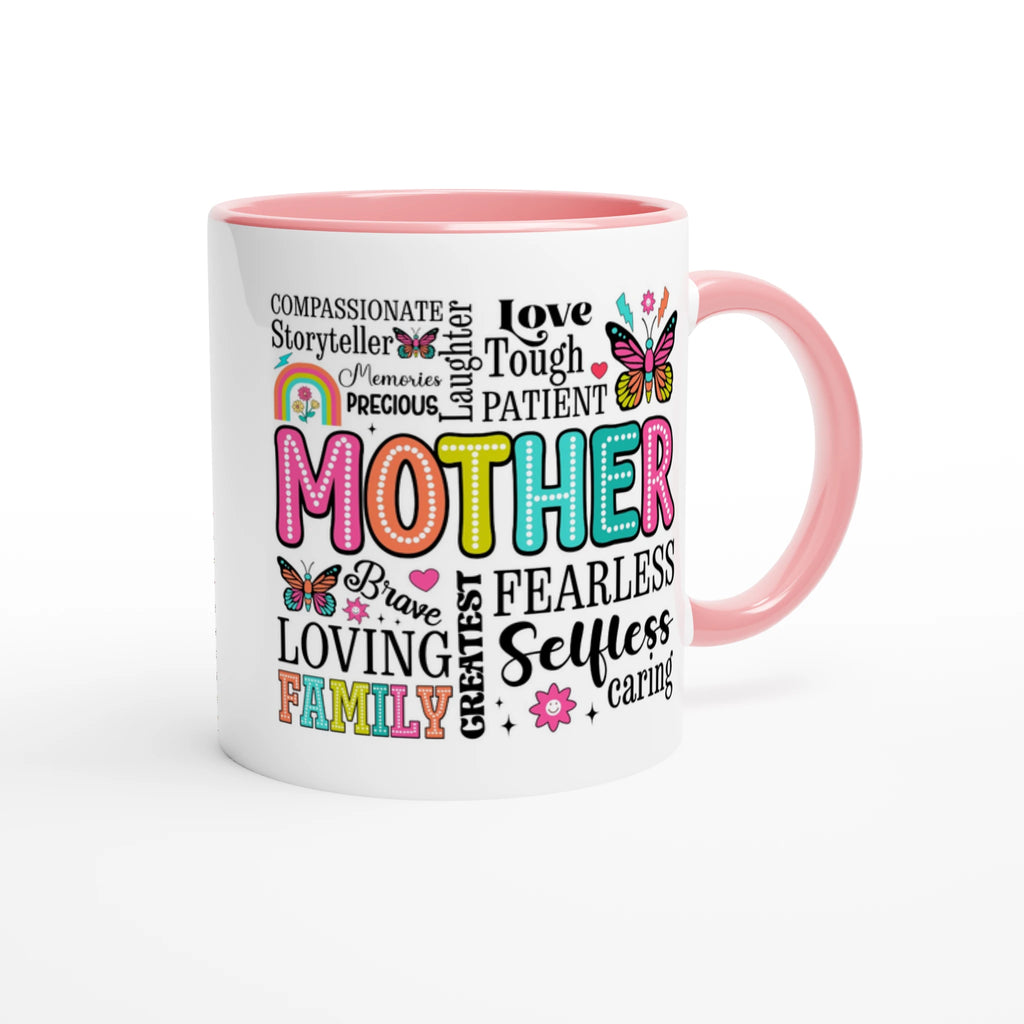 Mother Word Cloud - White 11oz Ceramic Mug with Colour Inside Colour 11oz Mug Globally Fulfilled Mum