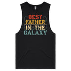 Best Father In The Galaxy Mens Men's AS Colour Drop Arm Tank Top Black Drop Arm Tank Top Dad Printed In Australia