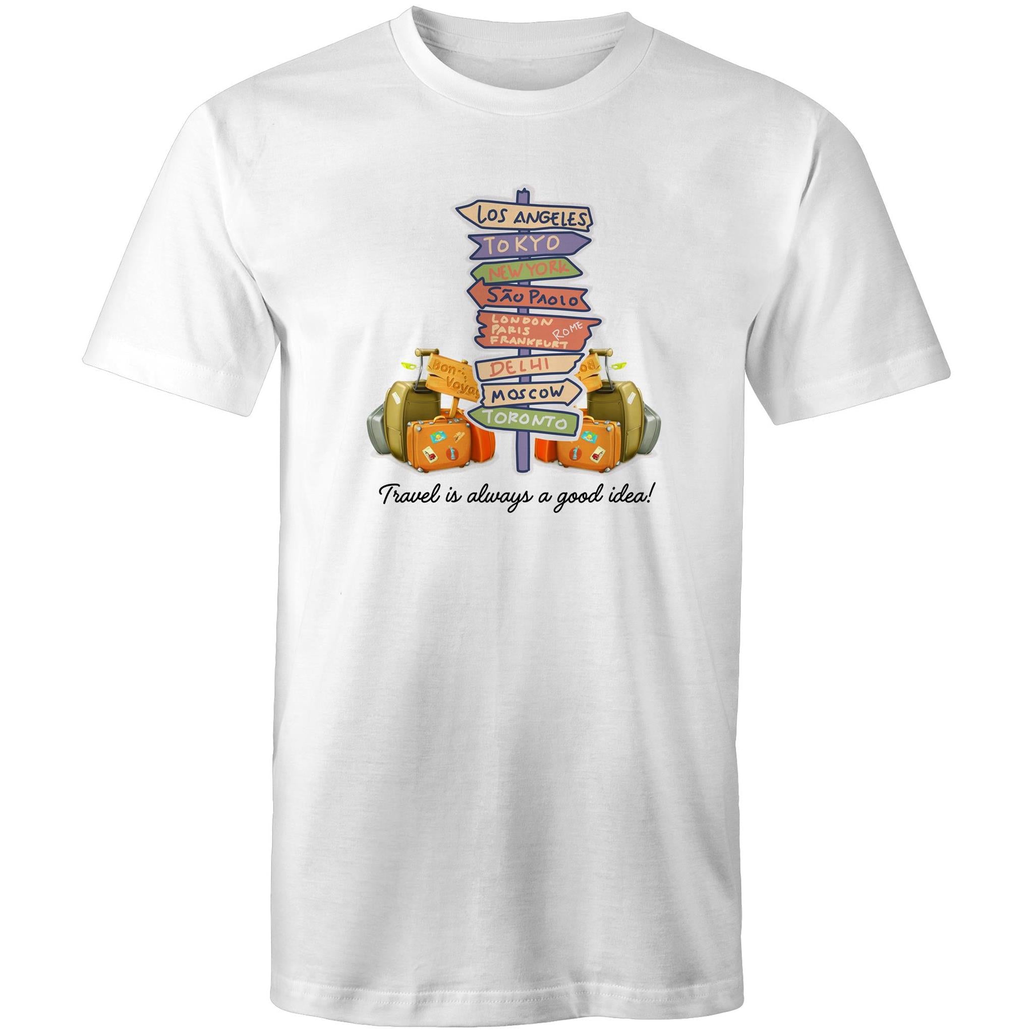Travel Is Always A Good Idea - Mens T-Shirt White Mens T-shirt Printed In Australia