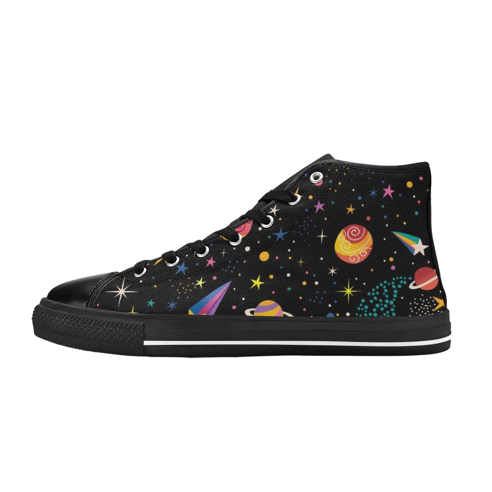 Space - Men's High Top Canvas Shoes