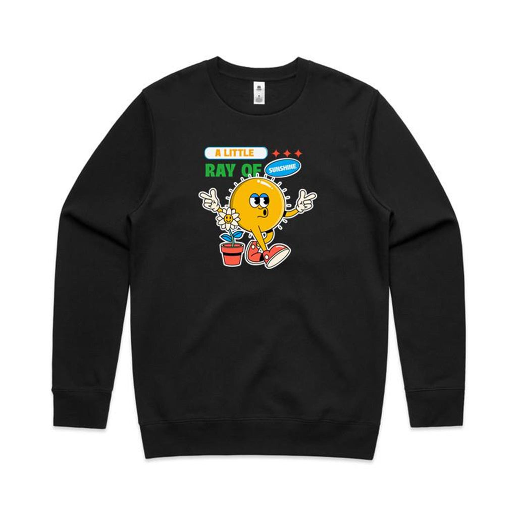 A Little Ray Of Sunshine - AS Colour Stencil Crew Black Sweatshirt Printed In Australia