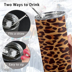 Leopard Print 20oz Tall Skinny Tumbler with Lid and Straw