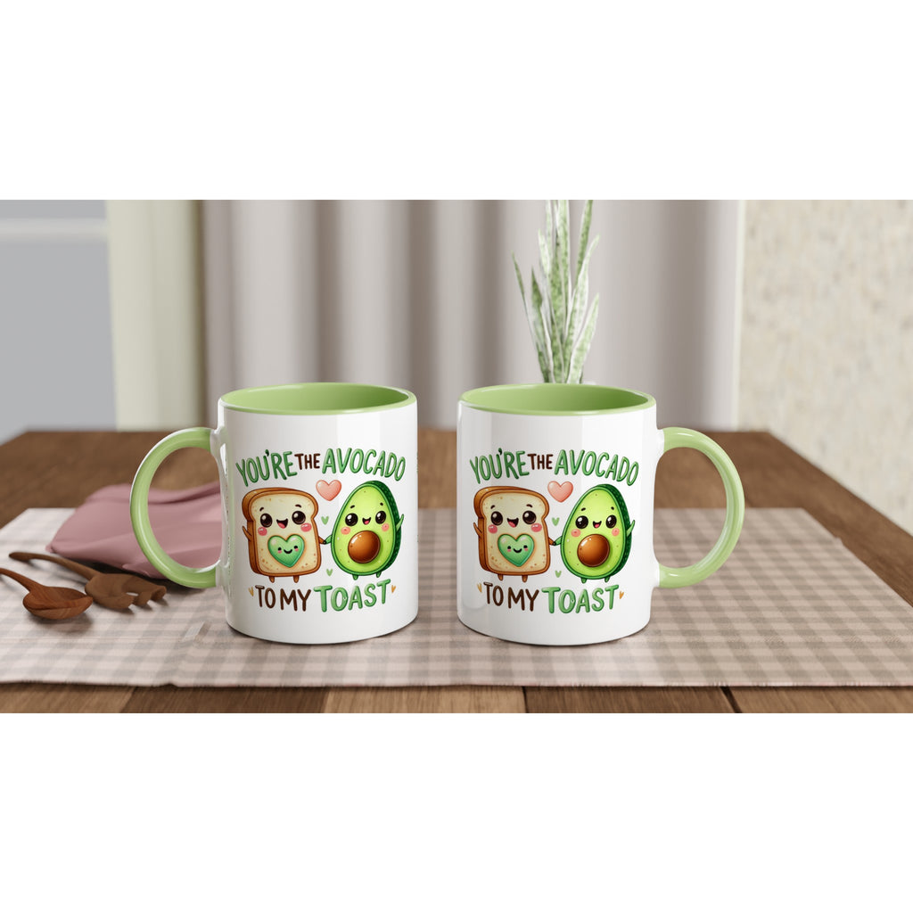You're The Avocado To My Toast, Valentine - White 11oz Ceramic Mug with Colour Inside Colour 11oz Mug Food Globally Fulfilled Love