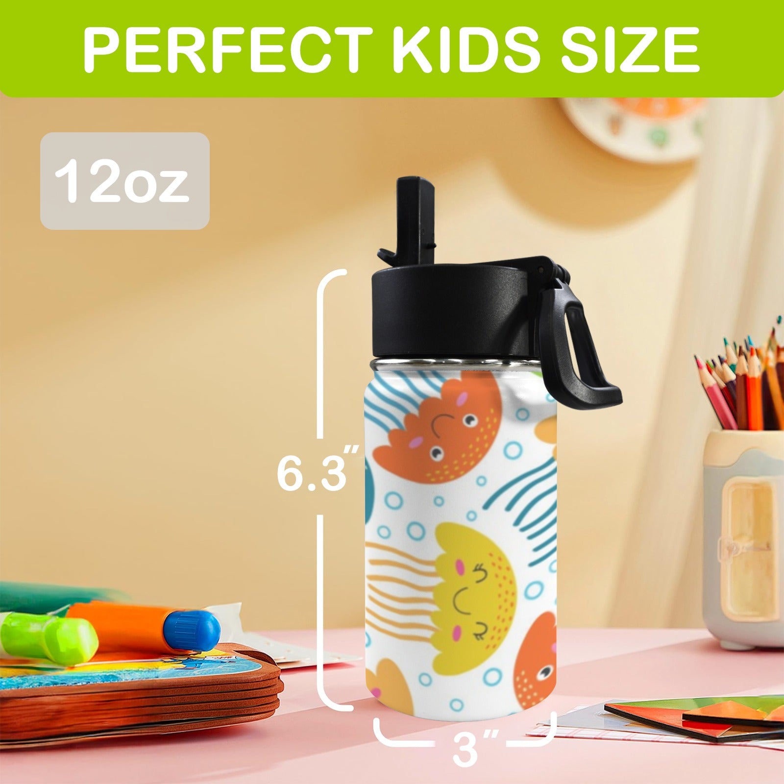 Jellyfish 12oz Kids Water Bottle with Straw Lid