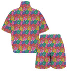 Bright And Bold Flowers Women's Windbreaker Short Set Women's Windbreaker Short Set Plants Printed Offshore