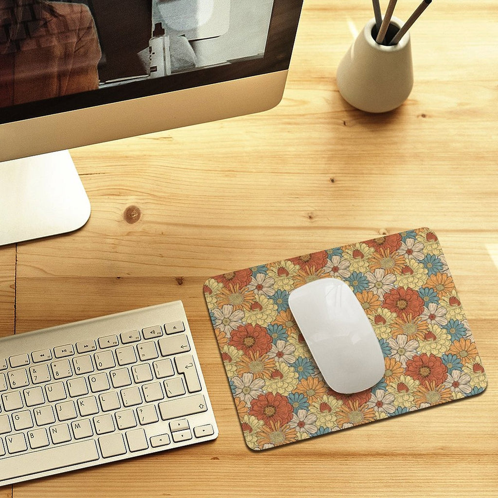 Vintage Retro Floral Leather Mouse Pad Leather Mouse Pad Plants Printed Offshore Retro