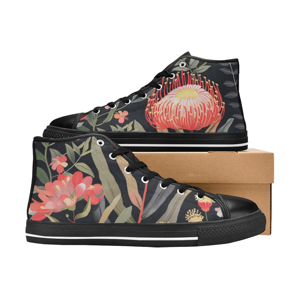 Australian Waratah Flower - Men's High Top Canvas Shoes