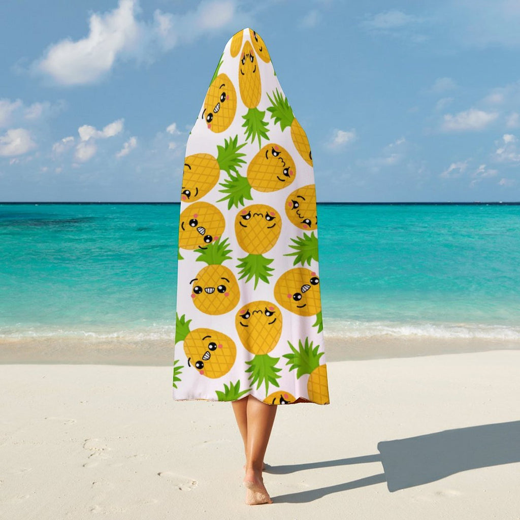Cool Pineapples Kids Hooded Blanket 100cm x 130cm Kids Hooded Blanket Food Printed Offshore