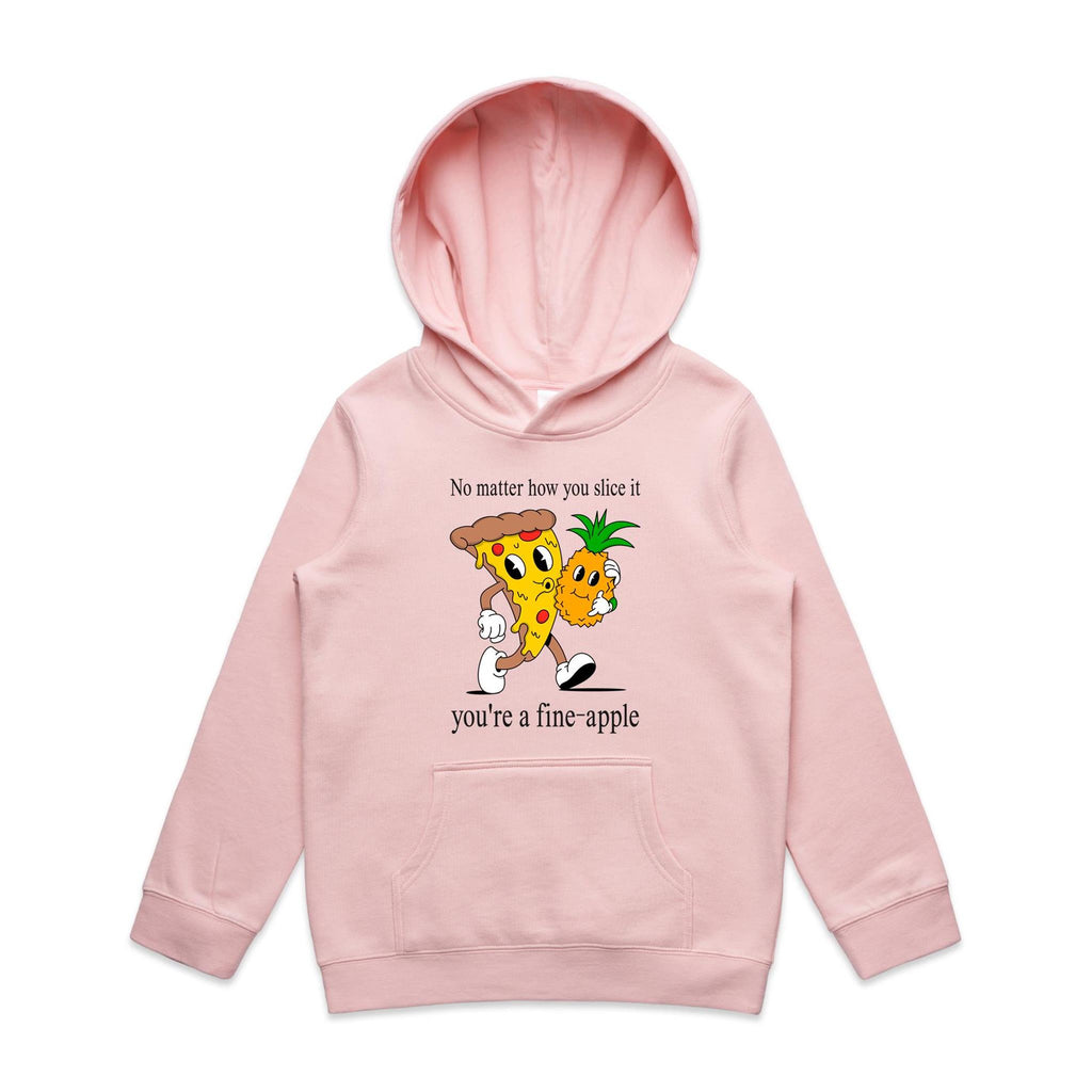 Pineapple Pizza - Kids Hoodie Pink Kids Hoodie Printed In Australia