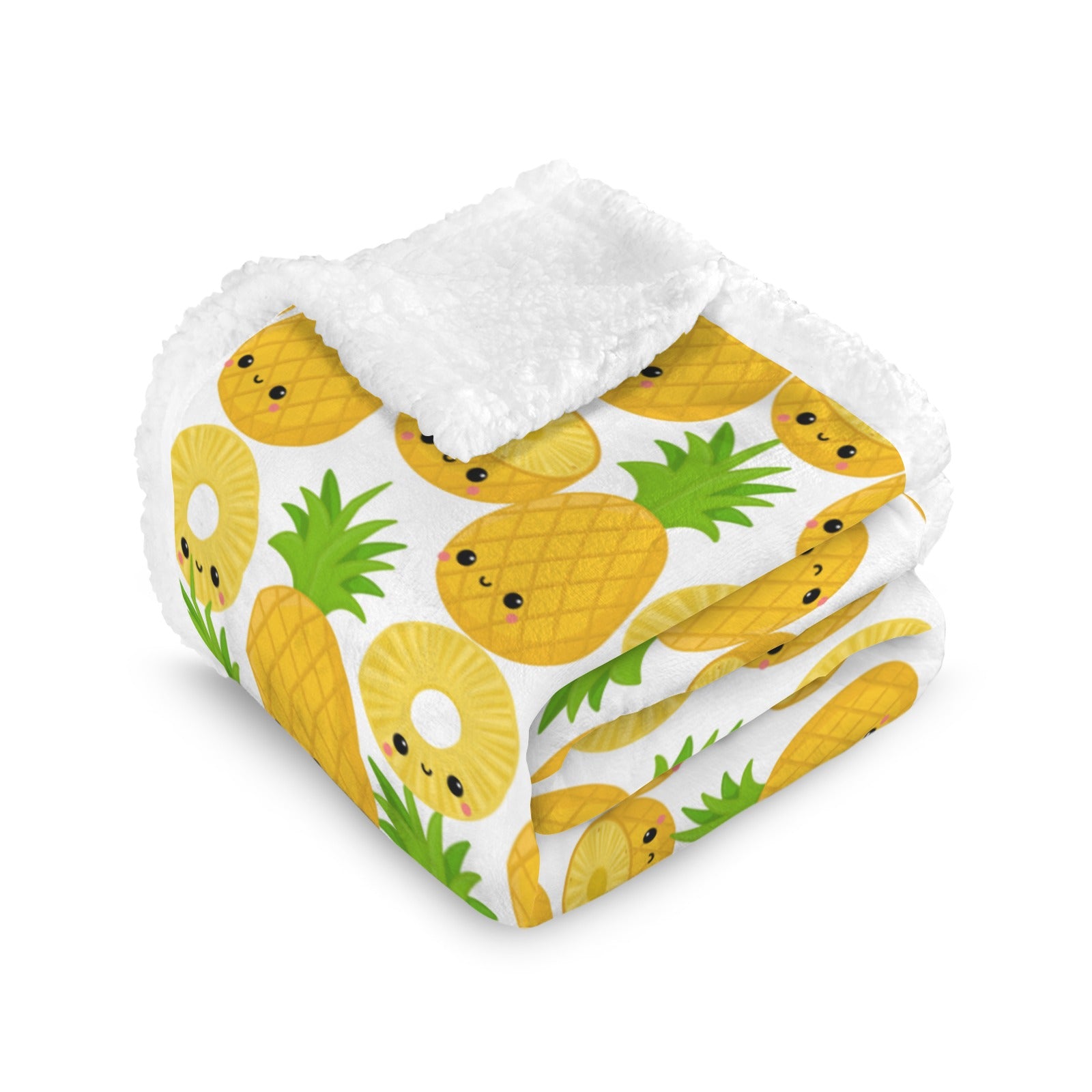 Happy Pineapples - Double-Layer Fleece Blanket 51"x59"