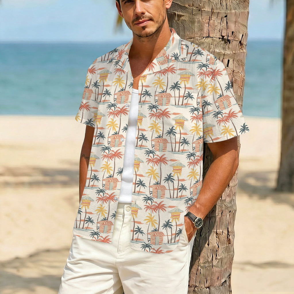 Beach Shack Men's Crinkle Hawaiian Shirt