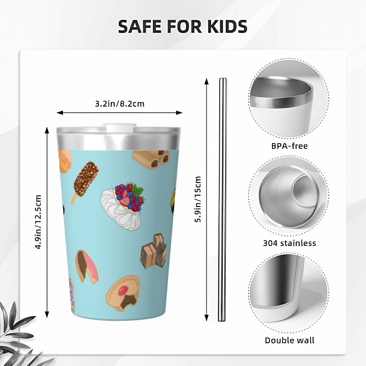 Classic Aussie Food Icons Small Stainless Steel Travel Mug Cup 12oz/350ml