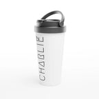 Personalise - Your Name - White 15oz Stainless Steel Travel Mug Personalised Travel Mug