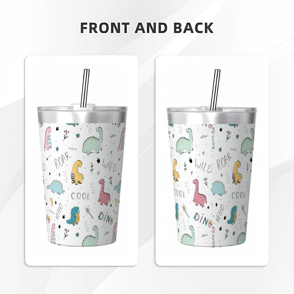 Quirky Dinosaurs Small Stainless Steel Travel Mug Cup 12oz/350ml