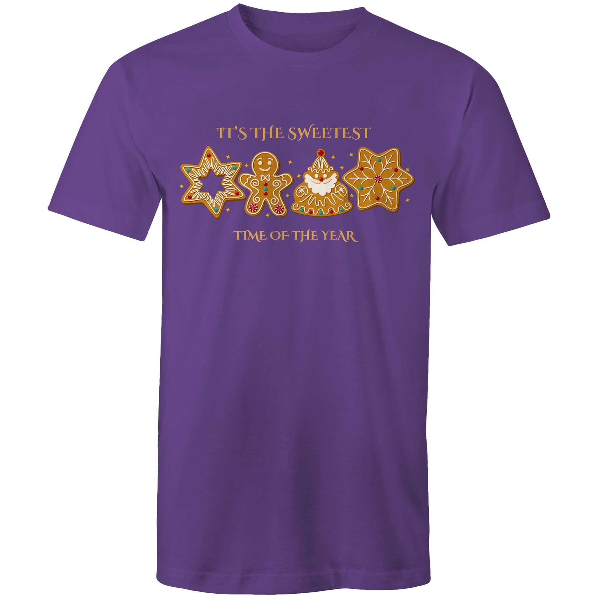 Gingerbread, It's The Sweetest Time Of The Year, Christmas - Mens T-Shirt Purple Mens Christmas T-shirt Christmas Printed In Australia