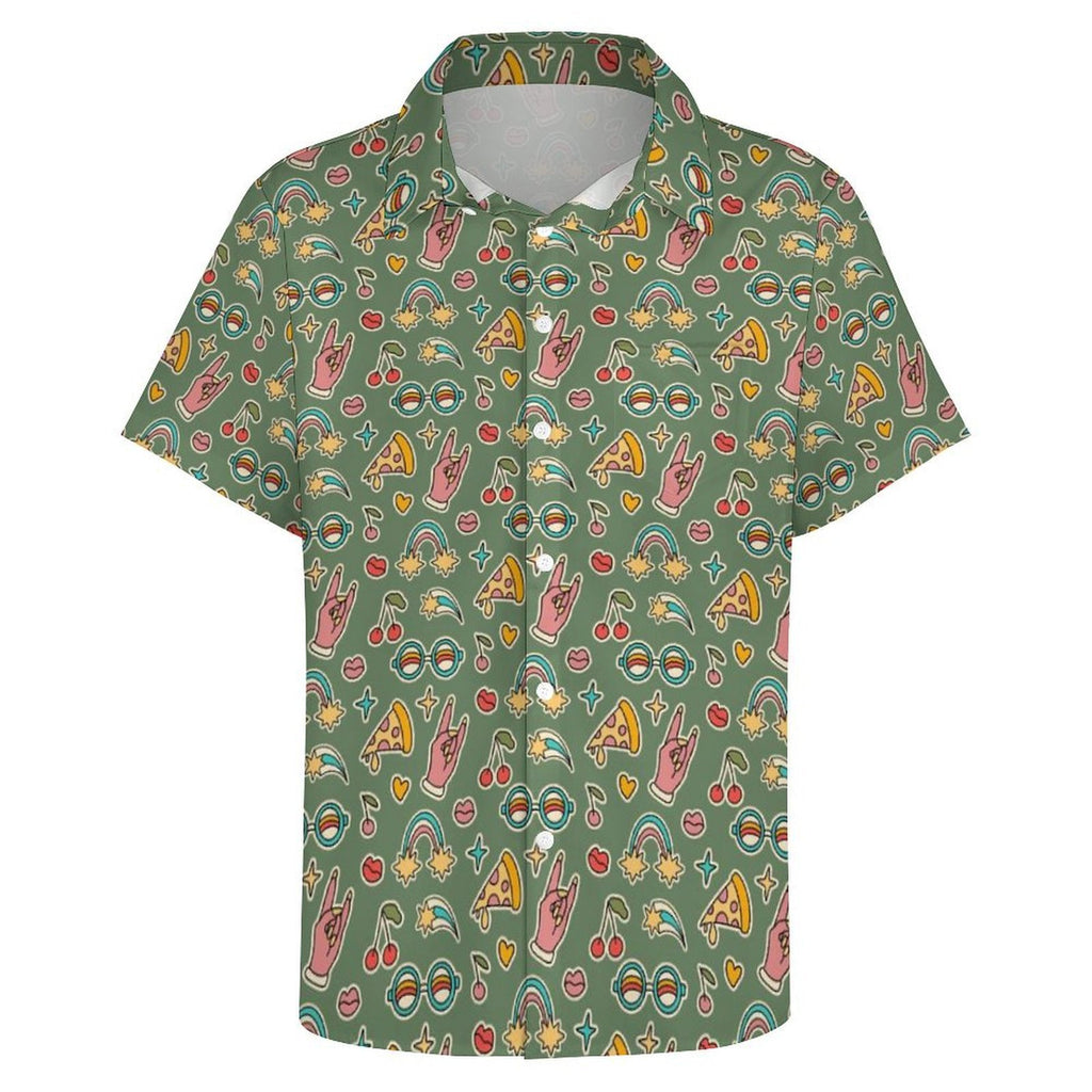 Groovy Retro Women's Short-Sleeve Button Up Shirt