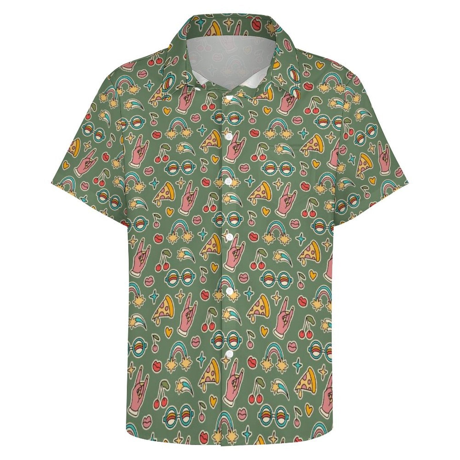 Groovy Retro Women's Short-Sleeve Button Up Shirt