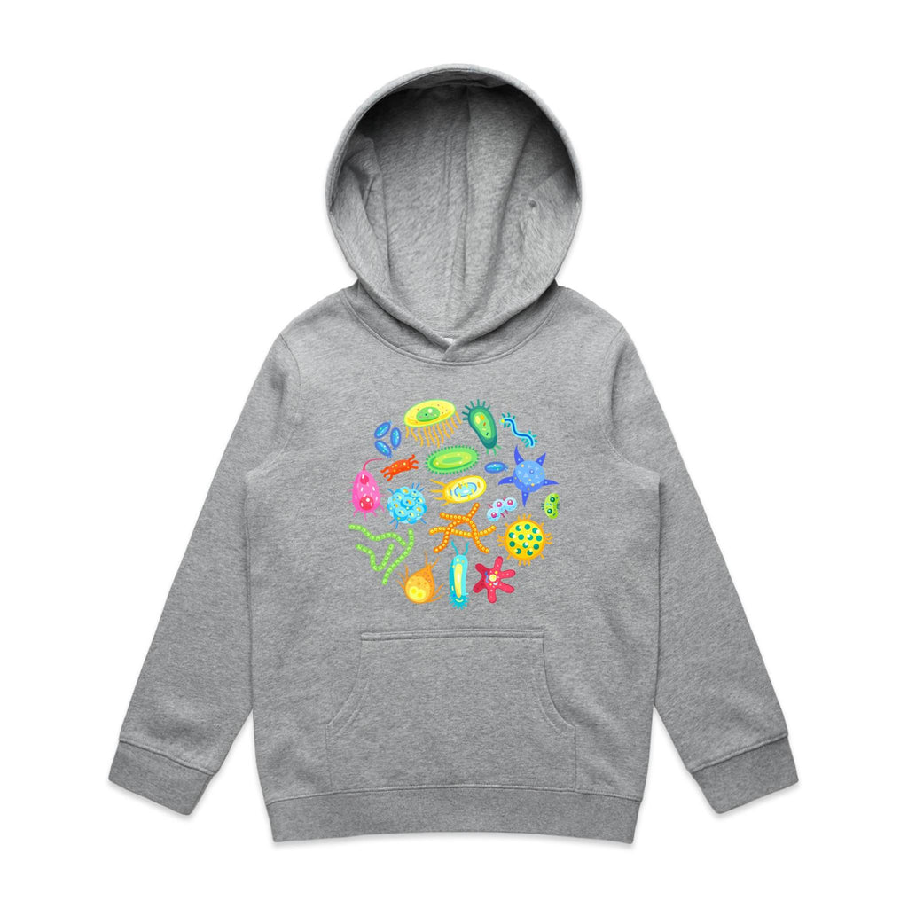 Under The Microscope - Kids Hoodie Grey Marle Kids Hoodie Printed In Australia