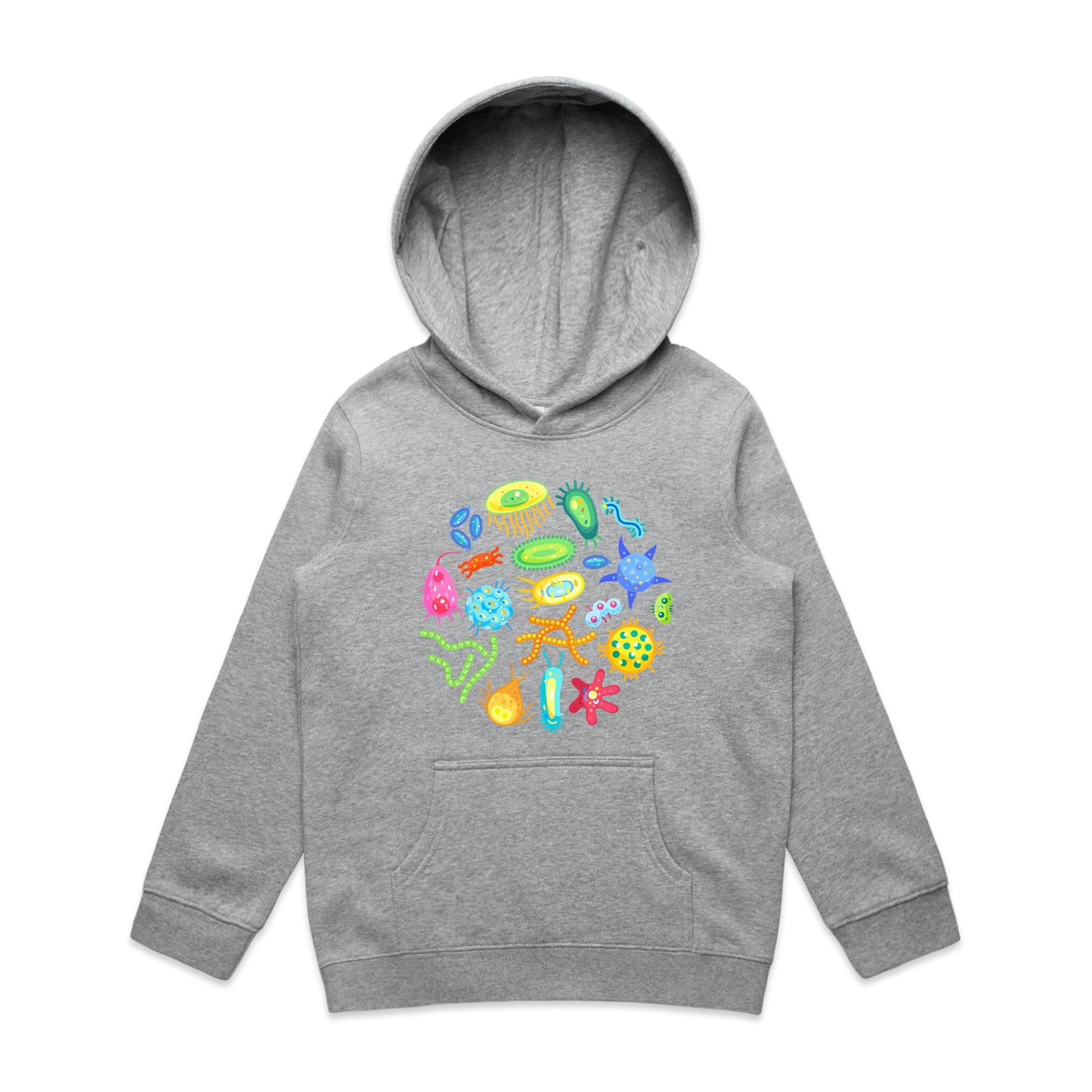 Under The Microscope - Kids Hoodie Grey Marle Kids Hoodie Printed In Australia
