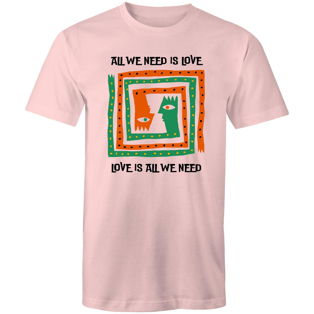 Love Is All We Need - Mens T-Shirt Pink Mens T-shirt Love Printed In Australia