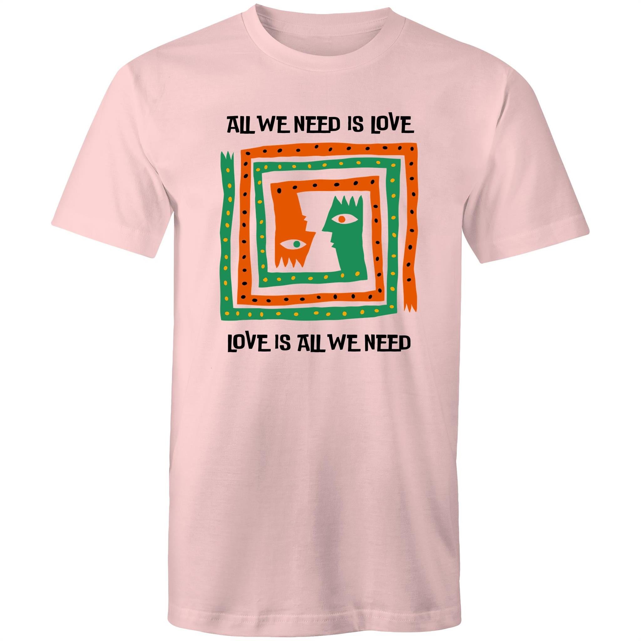 Love Is All We Need - Mens T-Shirt Pink Mens T-shirt Love Printed In Australia
