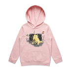Cat Bass Player - Kids Hoodie Pink Kids Hoodie Printed In Australia