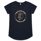 Make Some Noise, Retro Microphone - Womens Scoop Neck T-Shirt Navy Womens Scoop Neck T-shirt Music Printed In Australia Retro
